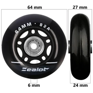 Kép 1/6 - Bőrönd kerék 64x27x6 mm, fekete színben