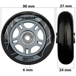 Kép 1/6 - Bőrönd kerék 90x27x6 mm, fekete színben