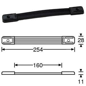 Kép 1/5 - Bőrönd fogantyú 254x28x11mm, fekete színben