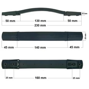 Kép 1/7 - Bőrönd fogantyú 230x25x10mm, fekete színben