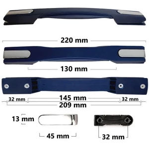 Kép 1/8 - Bőrönd fogantyú 220x25x20mm, sötétkék-ezüst színben