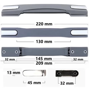 Kép 1/11 - Bőrönd fogantyú 220x25x20mm, szürke-ezüst színben
