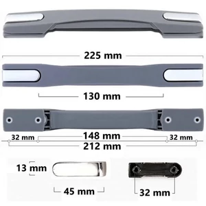 Kép 1/10 - Bőrönd fogantyú 225x25x20mm, szürke-ezüst színben