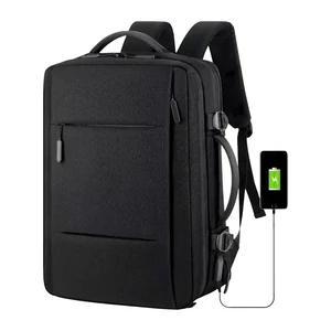 Kép 8/11 - Kabin Méretű Laptophátizsák USB Csatlakozóval Fekete Színben