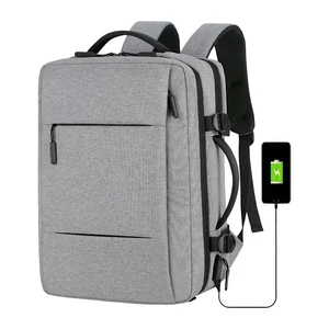 Kép 8/11 - Kabin Méretű Laptophátizsák USB Csatlakozóval Világosszürke Színben