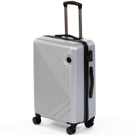 Hachi közepes bőrönd 68x44x26cm, duplakerekes gurulós bőrönd, ezüst színben