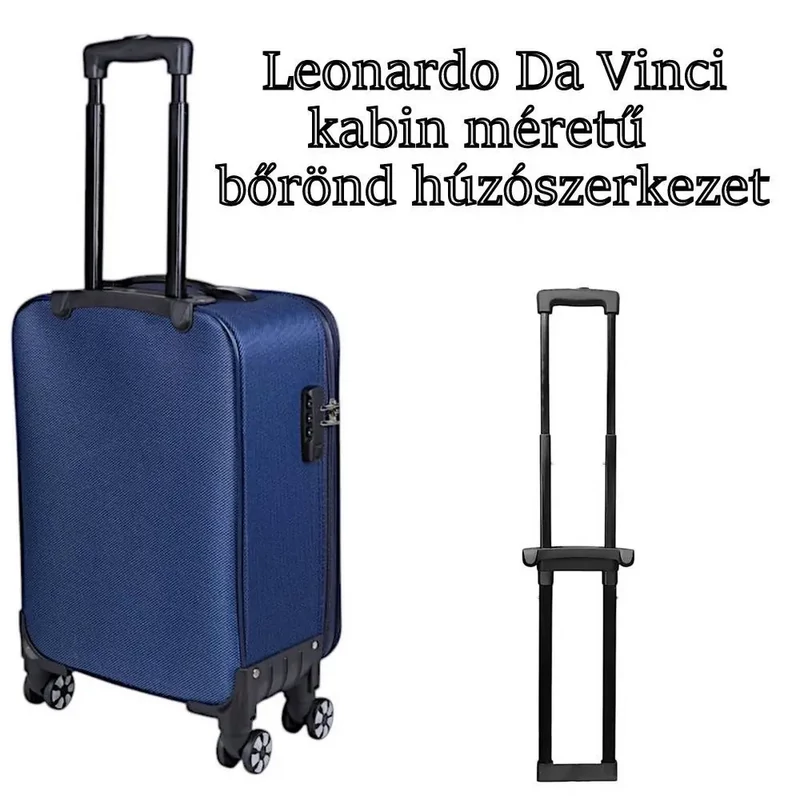 Leonardo Da Vinci kabin méretű bőrönd húzószerkezet, fekete színben