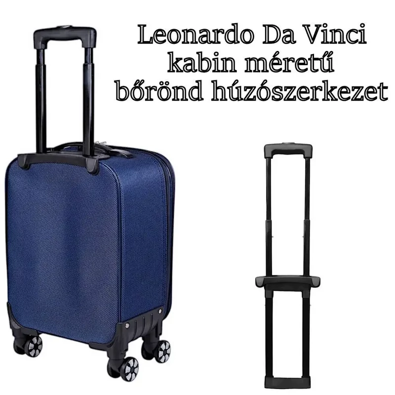 Leonardo Da Vinci kabin méretű bőrönd húzószerkezet, fekete színben