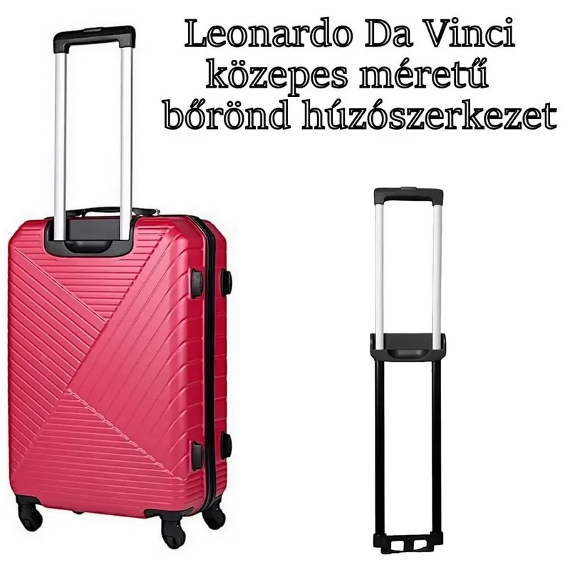 Leonardo Da Vinci közepes méretű bőrönd húzószerkezet, fekete színben