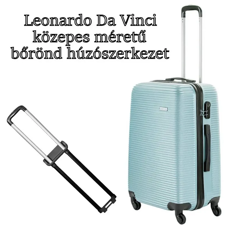 Leonardo Da Vinci közepes méretű bőrönd húzószerkezet, fekete színben