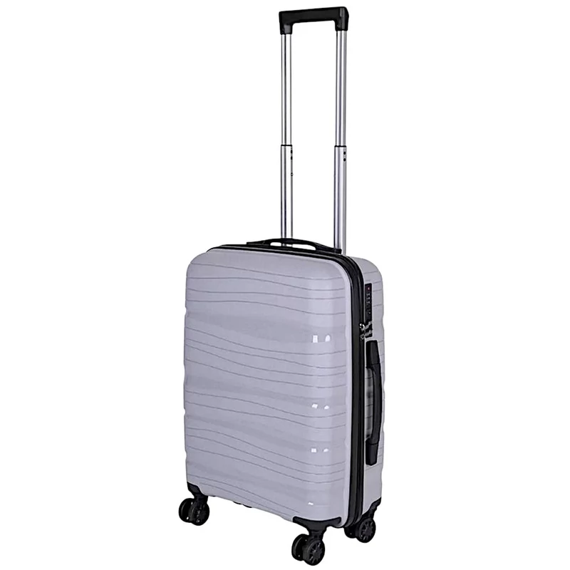 Strapabíró kabin méretű polipropilén bőrönd, duplakerekes, TSA zárral, szürke színben Strapabíró kabin méretű polipropilén bőrönd, duplakerekes, TSA zárral, szürke színben