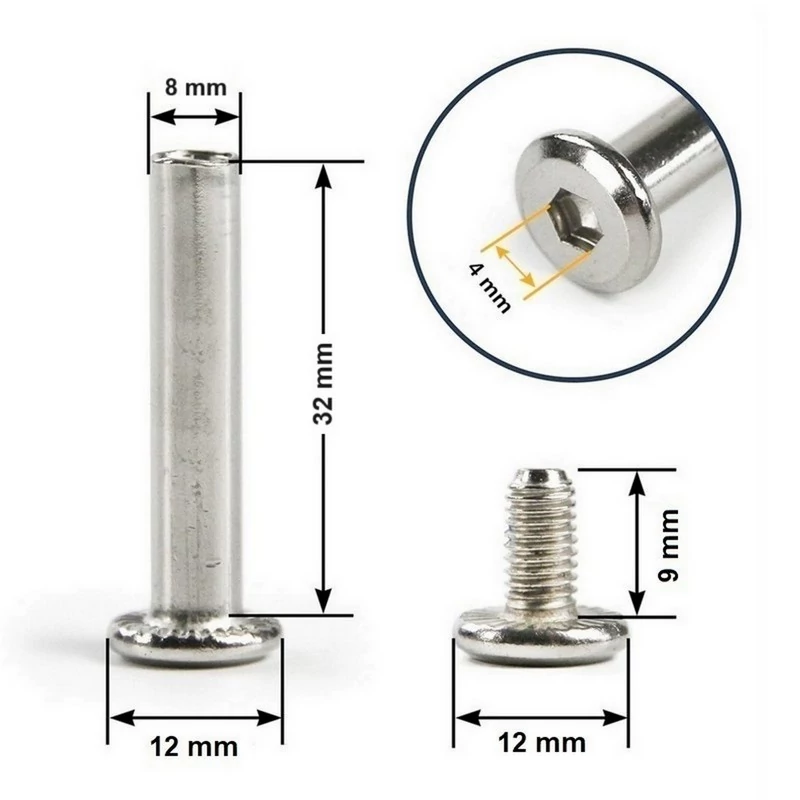 Bőrönd kerékhez tengely 32x8 mm, nikkel színben