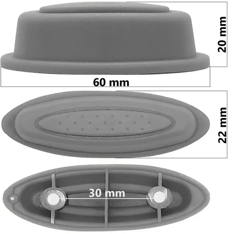 Bőrönd oldaltámasztó 60x20x22 mm, szürke színben