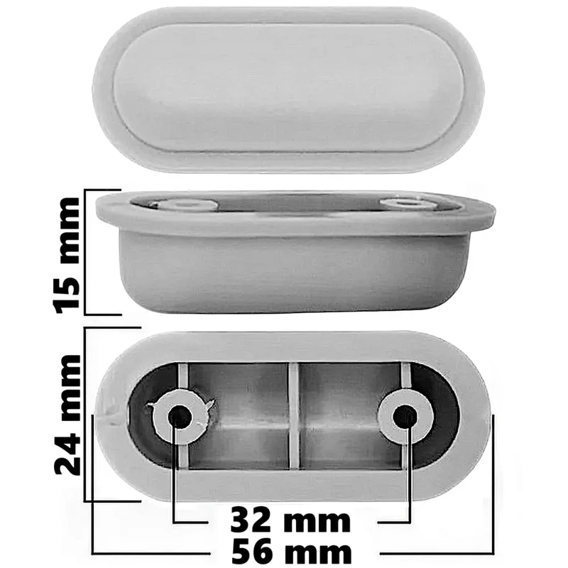 Bőrönd oldaltámasztó 56x15x24 mm, szürke színben