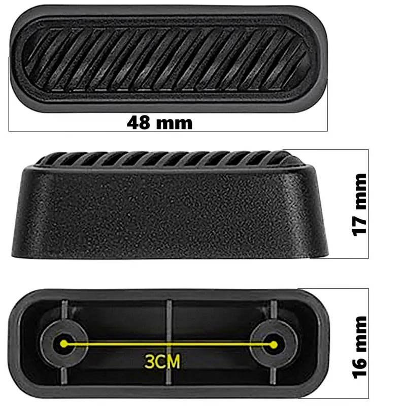 Bőrönd oldaltámasztó 48x17x16 mm, fekete színben