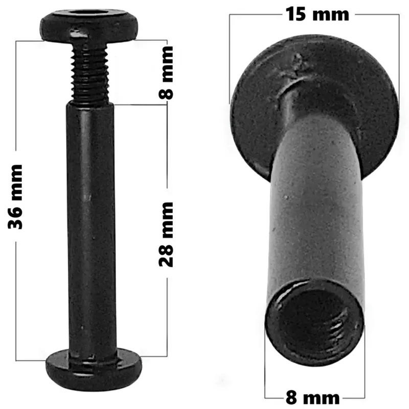 Bőrönd kerékhez tengely 28x8 mm fekete színben