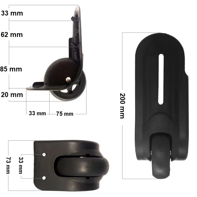 LDV bőrönd kerék 200x73 mm, fekete színben