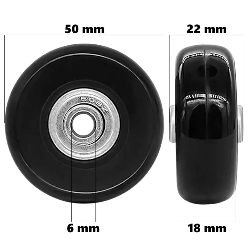 Bőrönd kerék 50x22x6 mm, fekete színben
