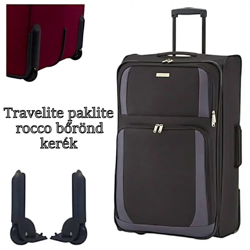 Travelite paklite rocco bőrönd kerék, fekete színben