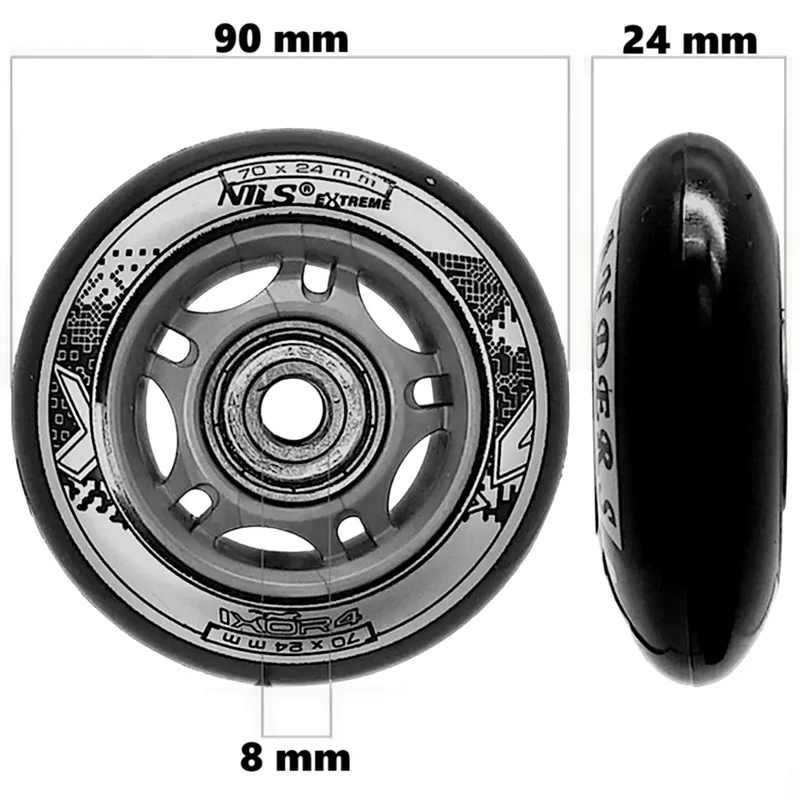 Bőrönd kerék 90x24x8 mm, fekete színben