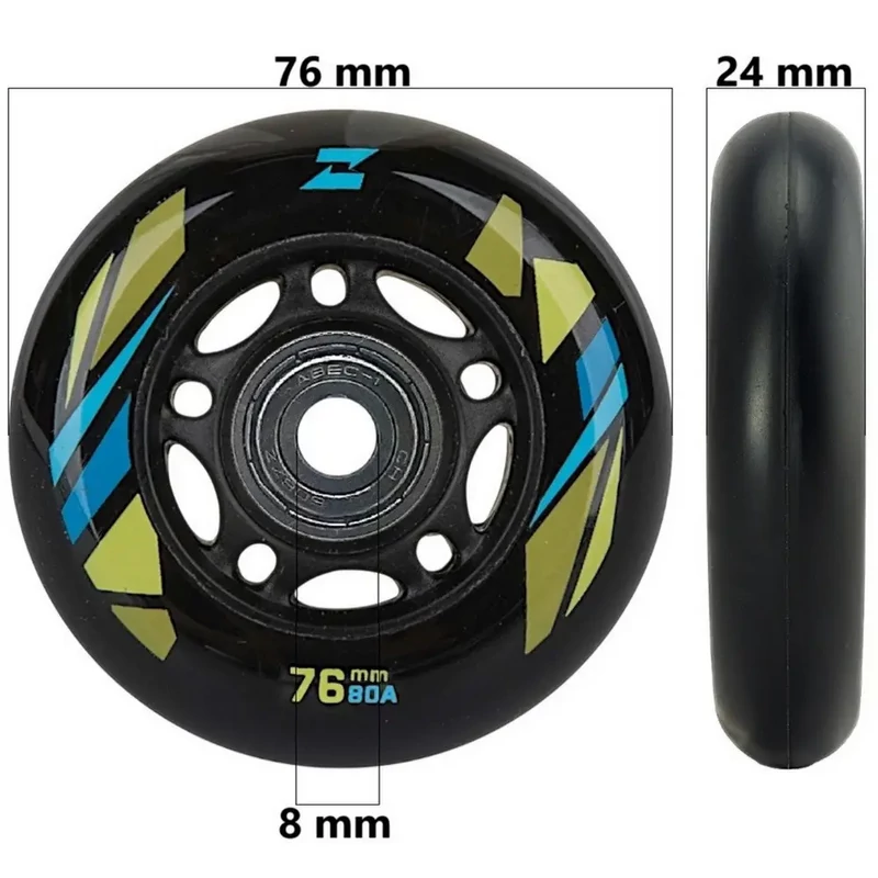 Bőrönd kerék 76x24x8 mm, fekete színben