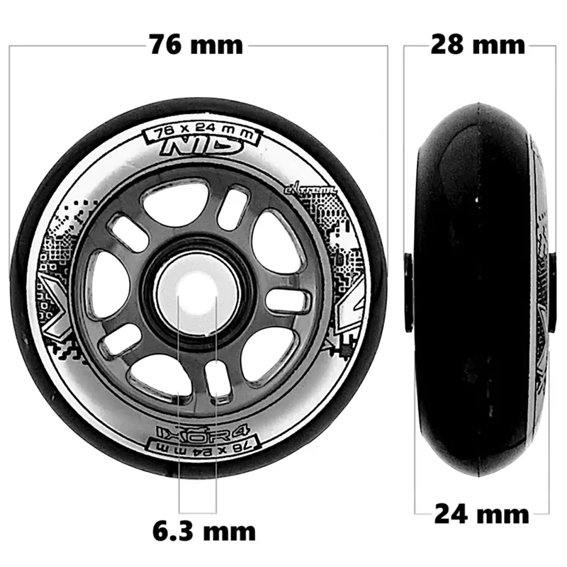 Bőrönd kerék 76x28x6.3 mm, fekete színben