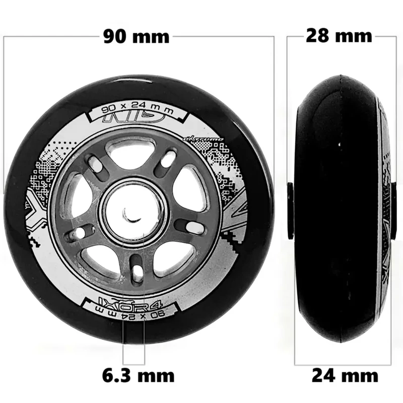 Bőrönd kerék 90x28x6.3 mm, fekete színben