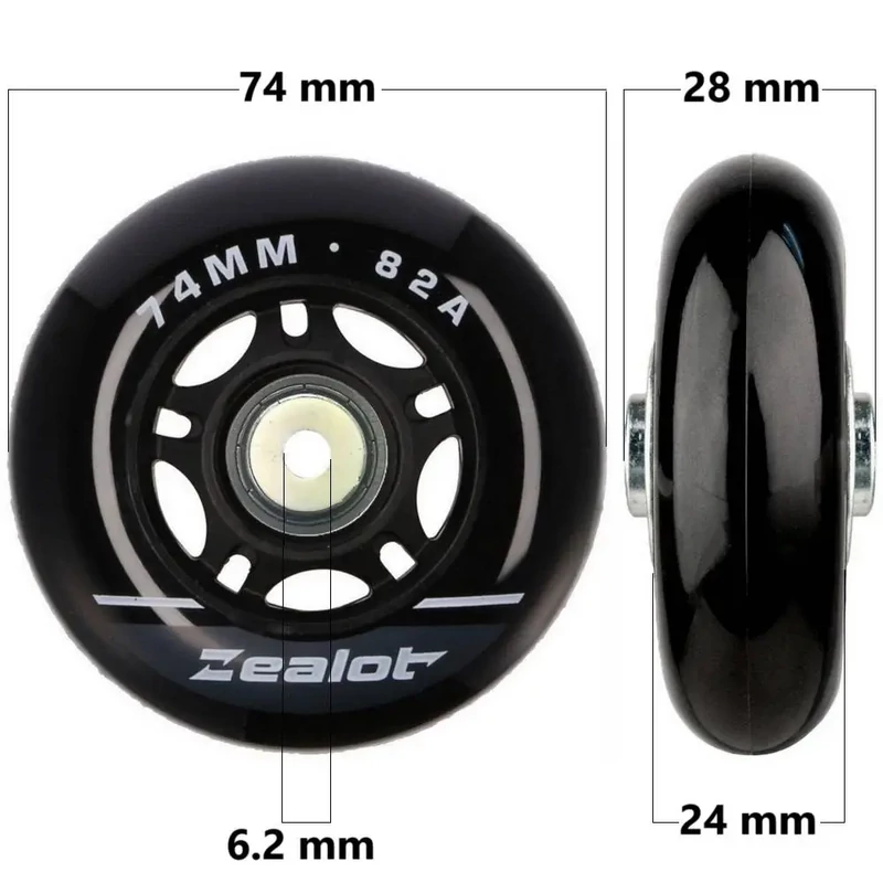 Bőrönd kerék 74x28x6.2 mm, fekete színben