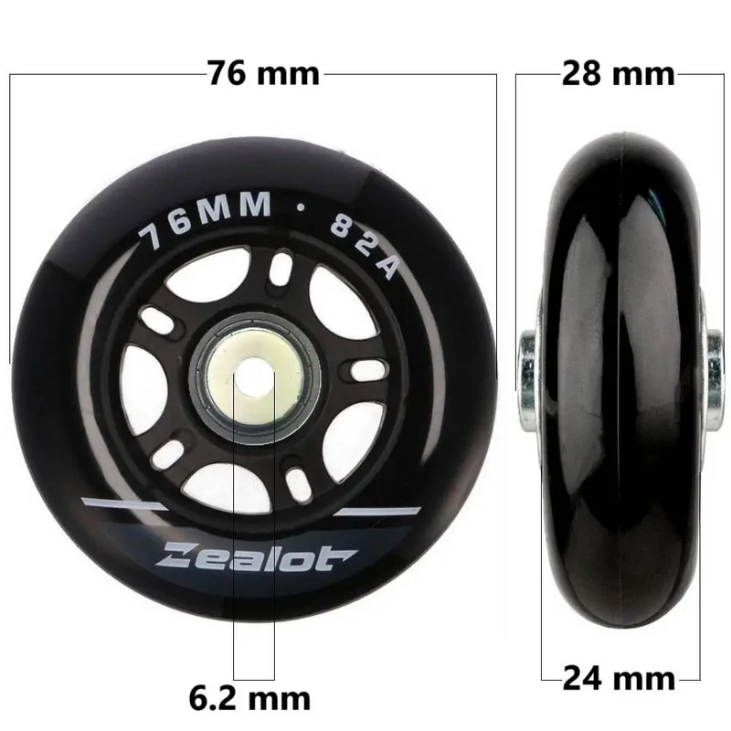 Bőrönd kerék 76x28x6.2 mm, fekete színben