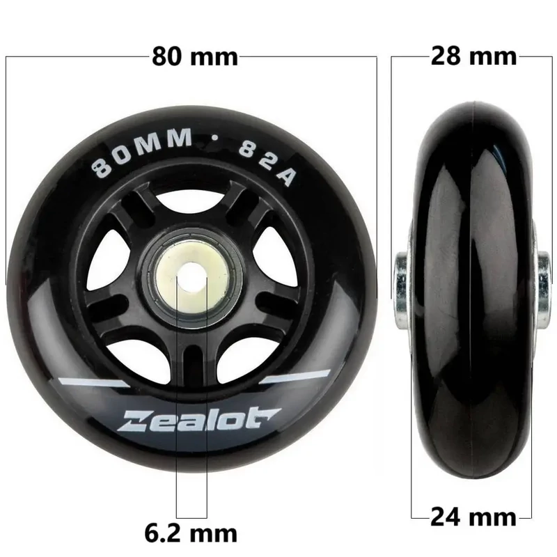 Bőrönd kerék 80x28x6.2 mm, fekete színben