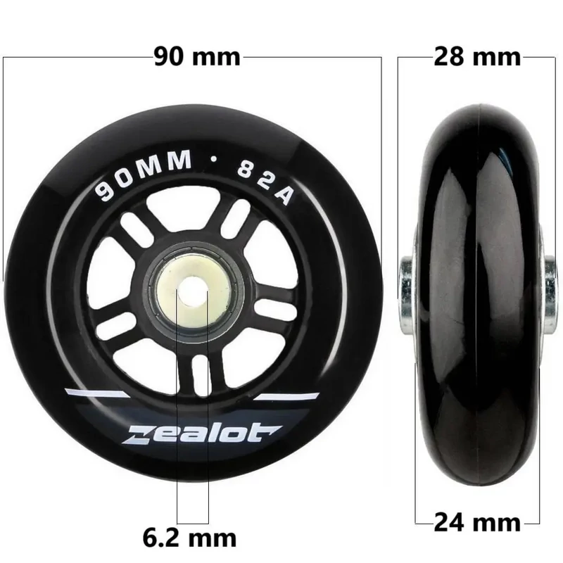 Bőrönd kerék 90x28x6.2 mm, fekete színben