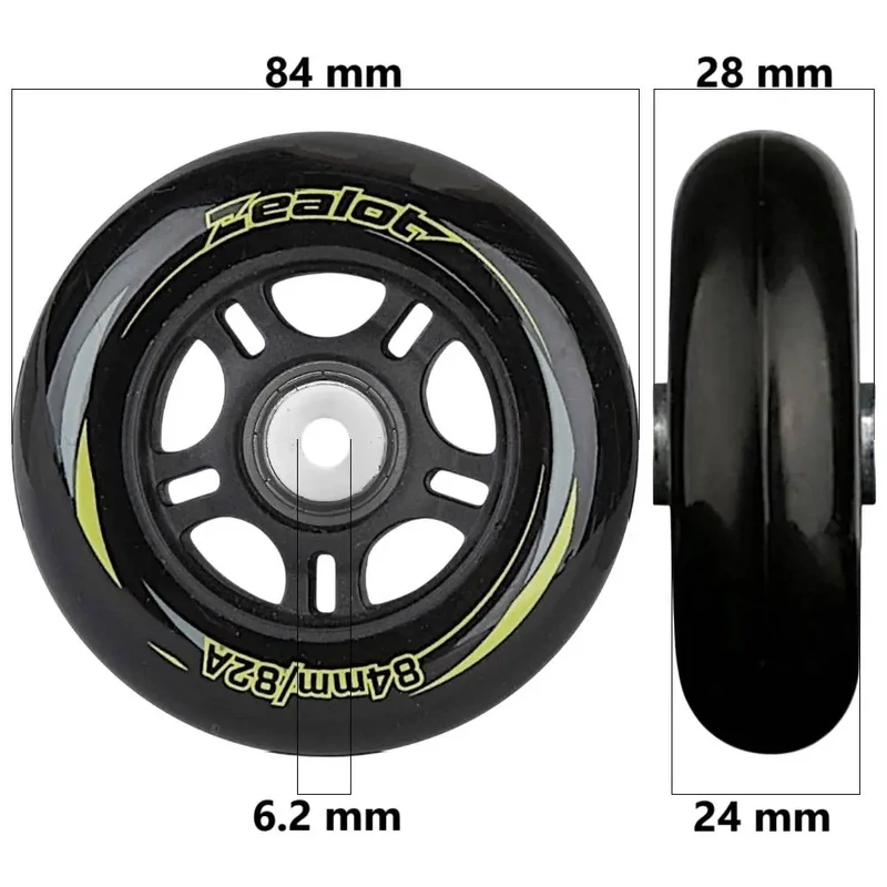 Bőrönd kerék 84x28x6.2 mm, fekete színben