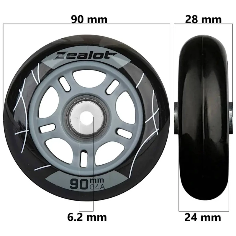 Bőrönd kerék 90x28x6.2 mm, fekete színben