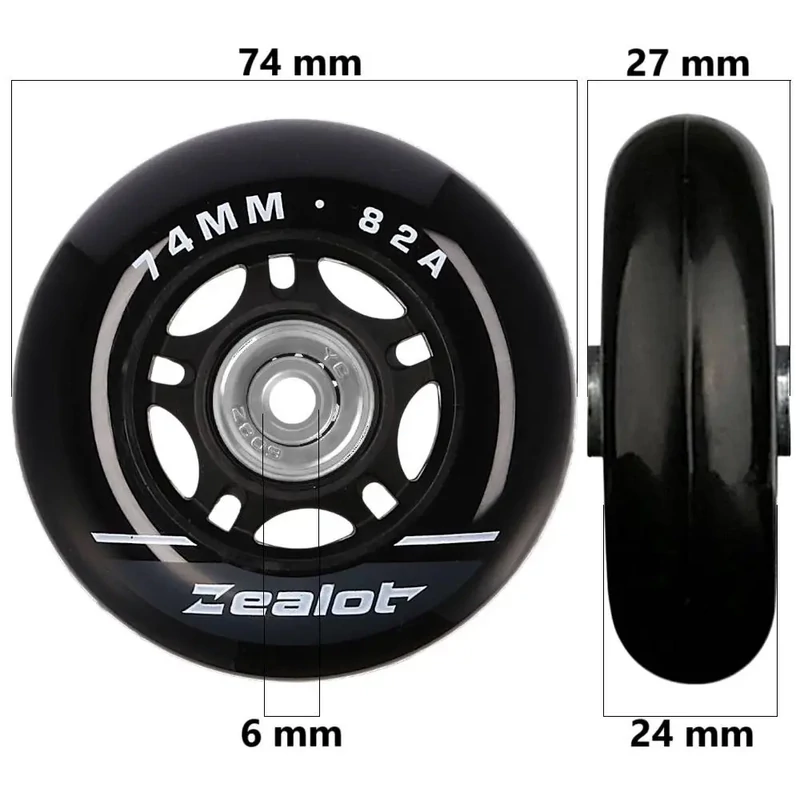Bőrönd kerék 74x27x6 mm, fekete színben