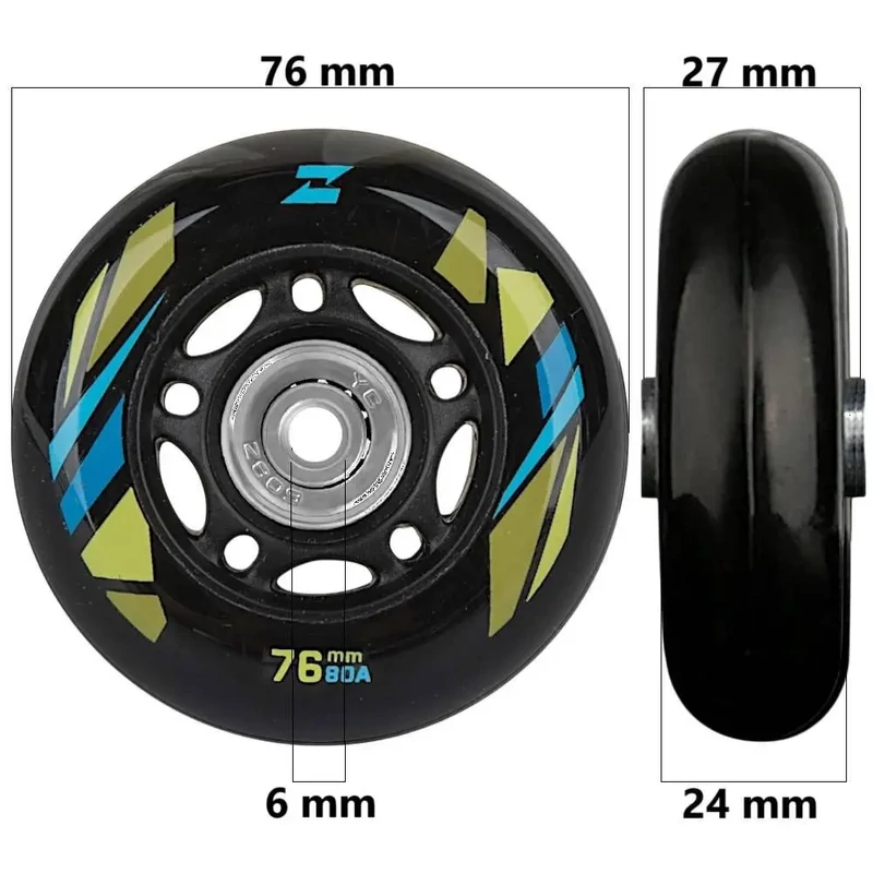 Bőrönd kerék 76x27x6 mm, fekete színben