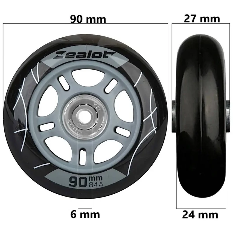 Bőrönd kerék 90x27x6 mm, fekete színben