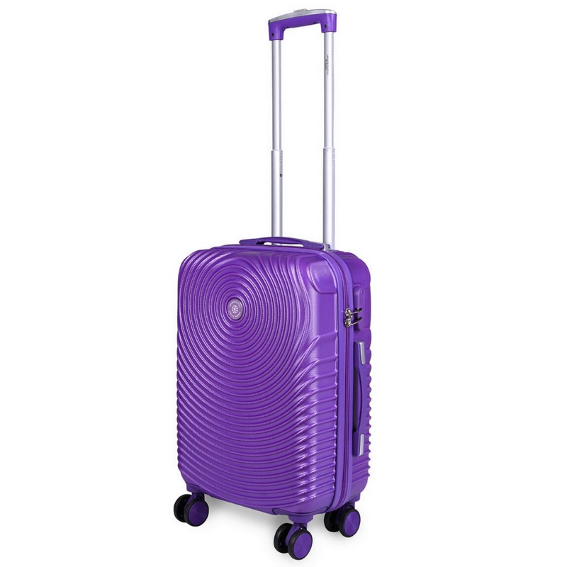 Leonardo Da Vinci kabinbőrönd 57x39x22 cm, duplakerekes gurulós bőrönd, lila színben