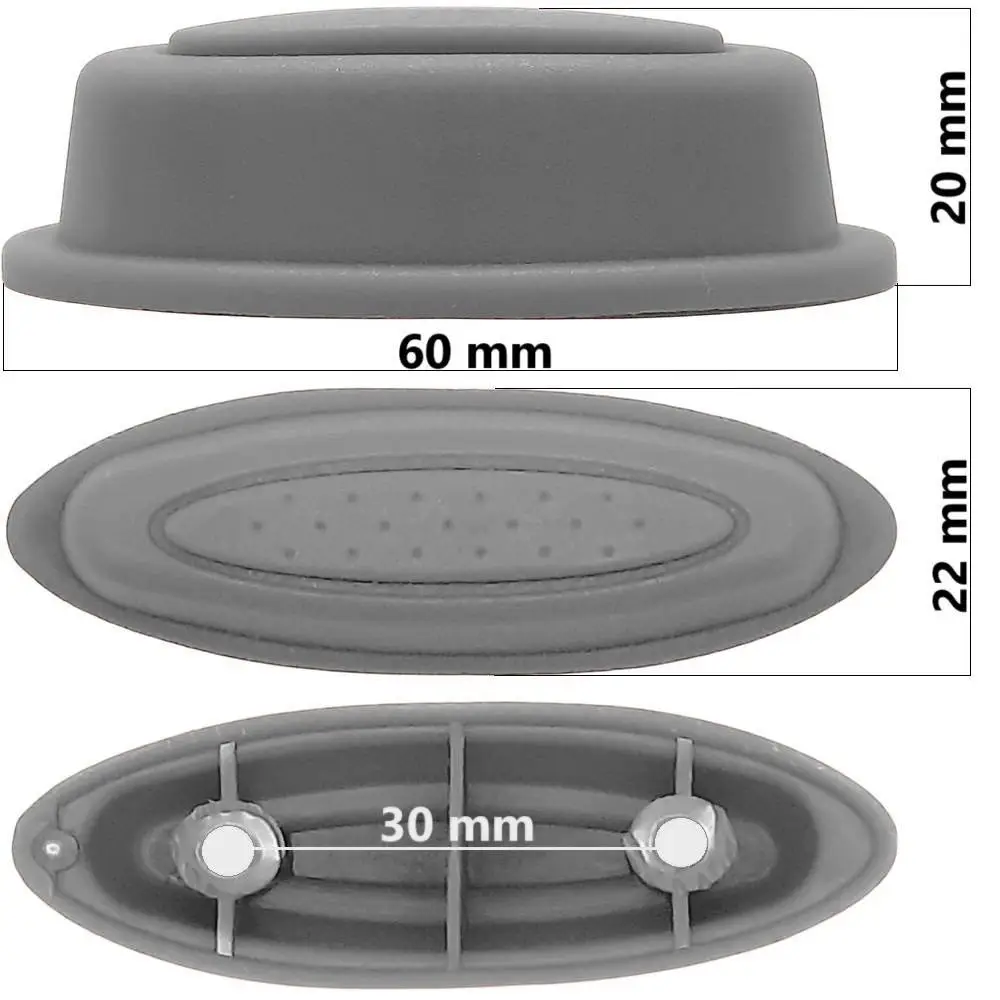 Bőrönd oldaltámasztó 60x20x22 mm, szürke színben