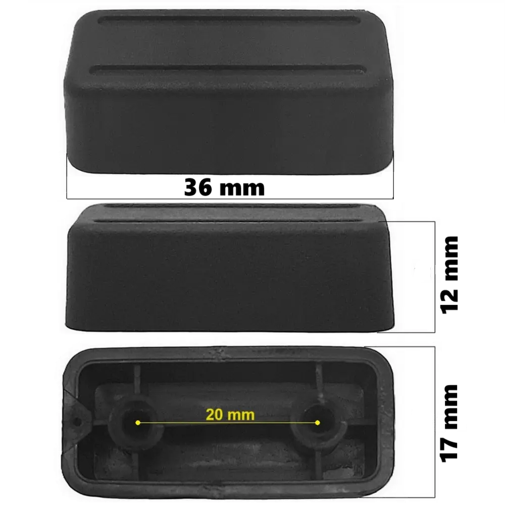 Bőrönd oldaltámasztó 36x17x12 mm, fekete színben