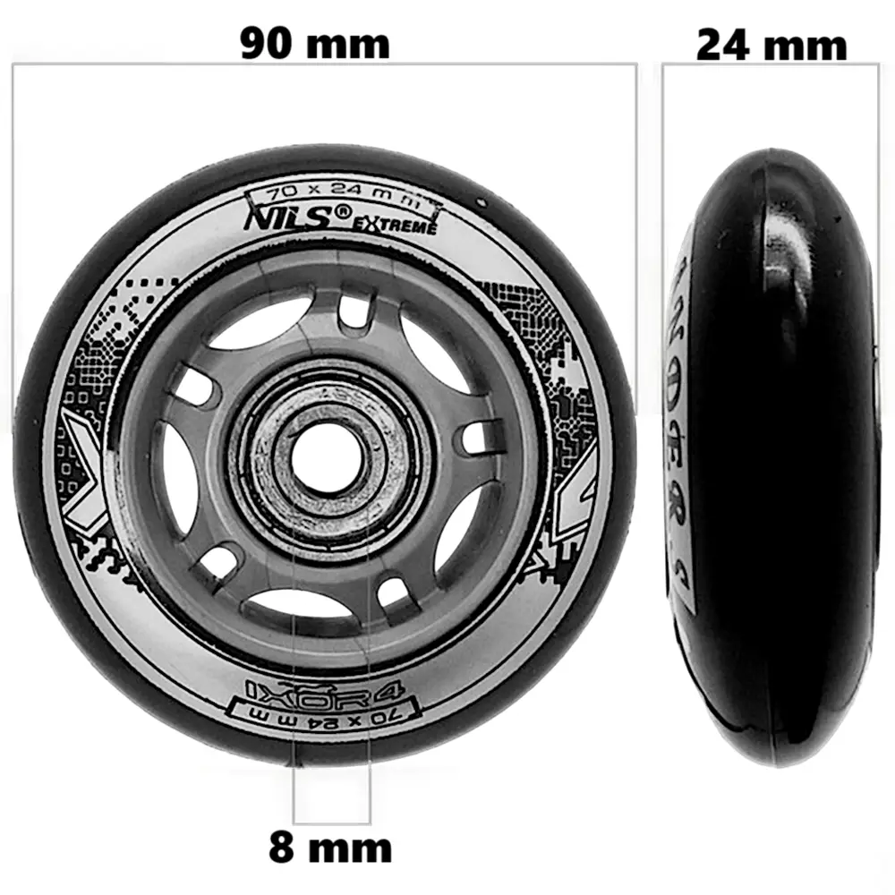 Bőrönd kerék 90x24x8 mm, fekete színben