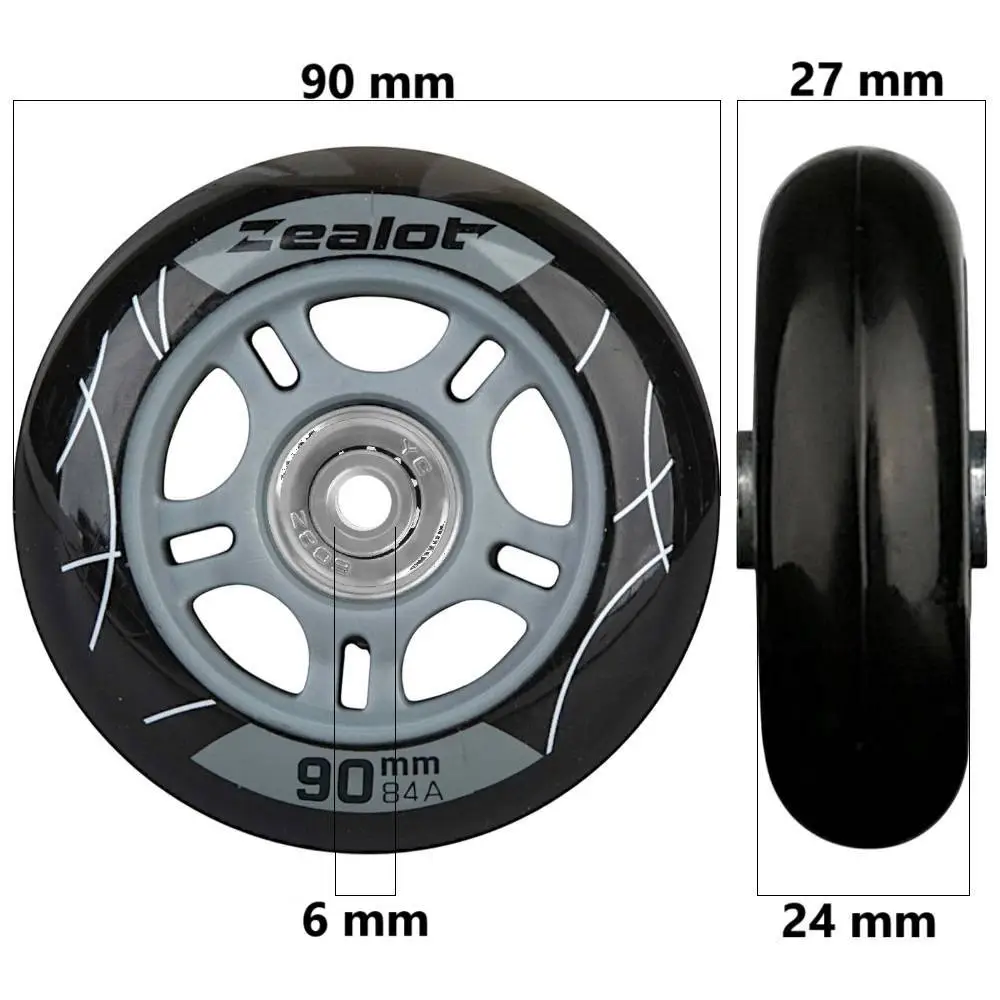 Bőrönd kerék 90x27x6 mm, fekete színben